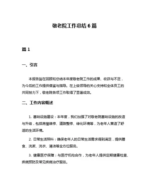 敬老院工作总结6篇