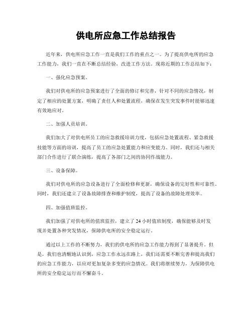 供电所应急工作总结报告