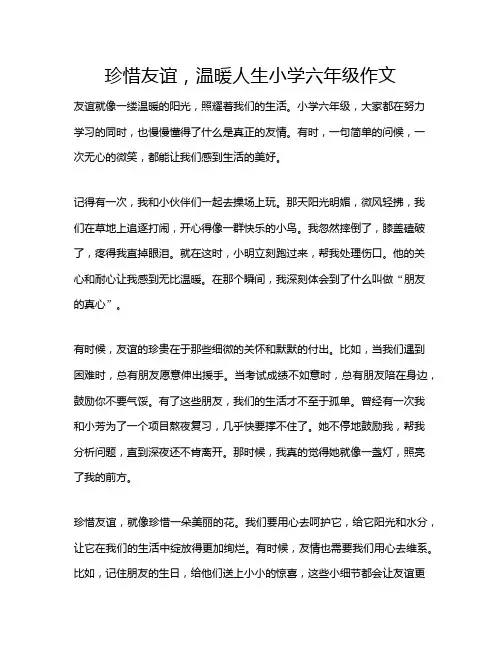 珍惜友谊,温暖人生小学六年级作文