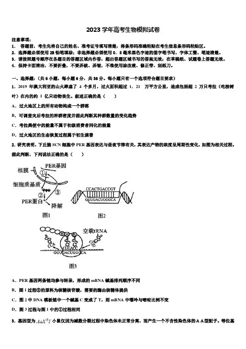 2023年江苏省南通市高三第一次模拟考试生物试卷含解析