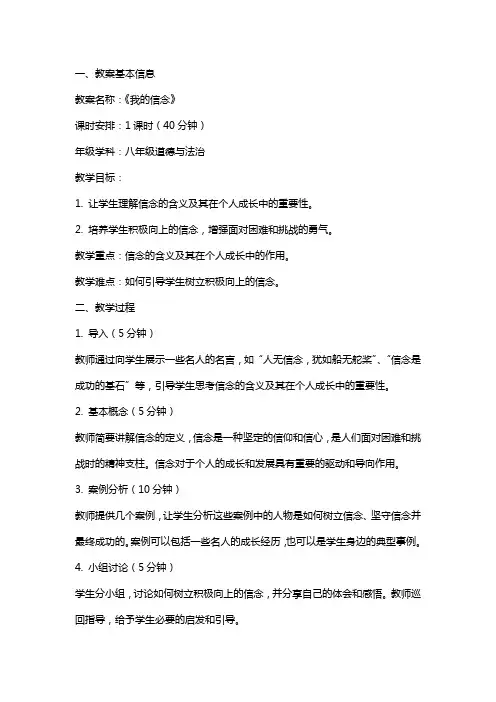 《我的信念》的教案