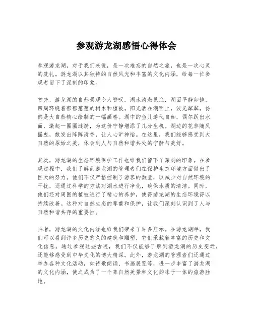 参观游龙湖感悟心得体会