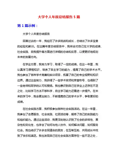 大学个人年度总结报告5篇