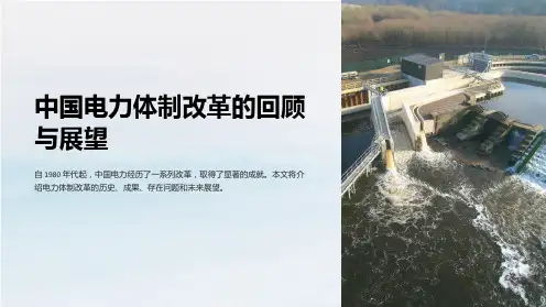 中国电力体制改革的回顾与展望课件