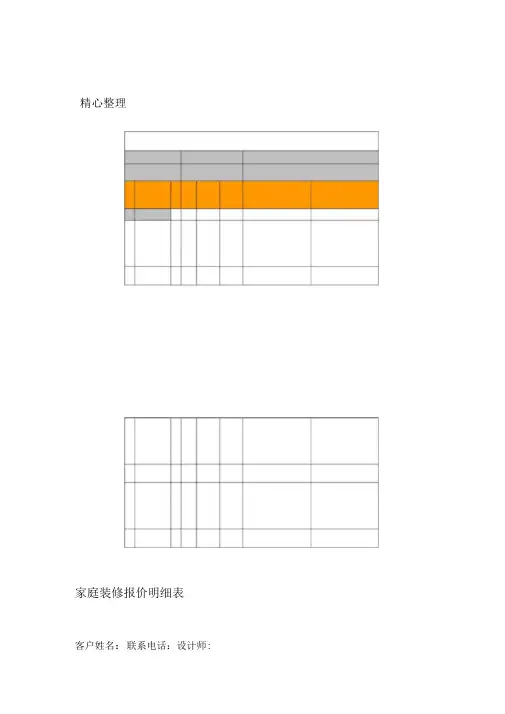 家庭装修报价明细表格模板