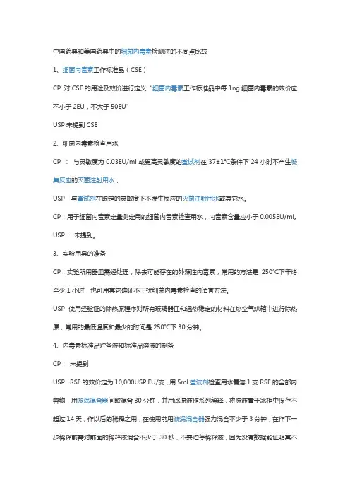 中美药典细菌内毒素比较(word文档良心出品)