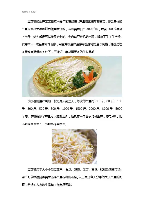 大型全自动豆芽机产量多少