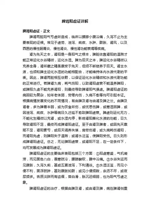 脾肾阳虚证详解