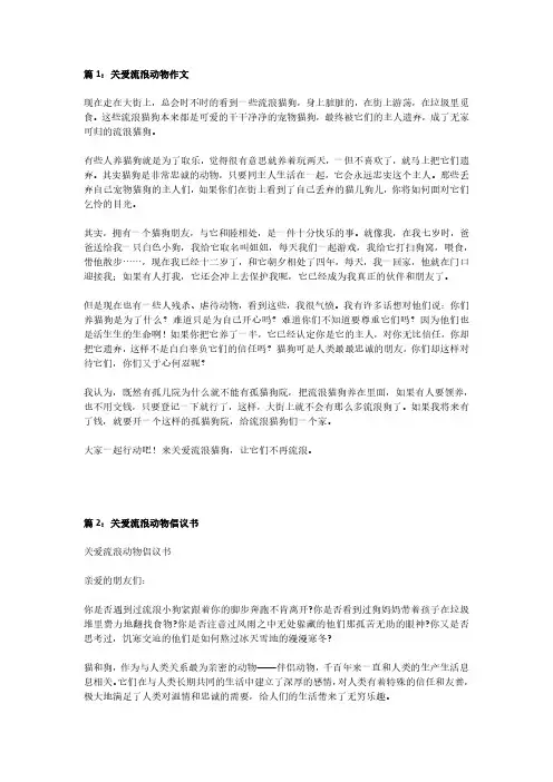 调查流浪动物的心得与体会作文