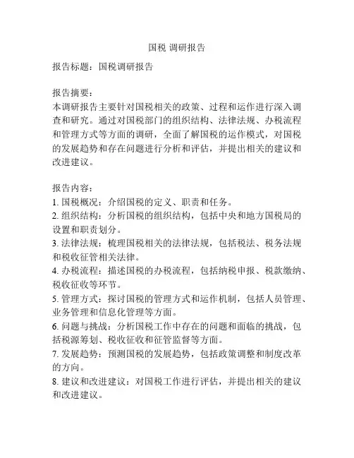 国税 调研报告