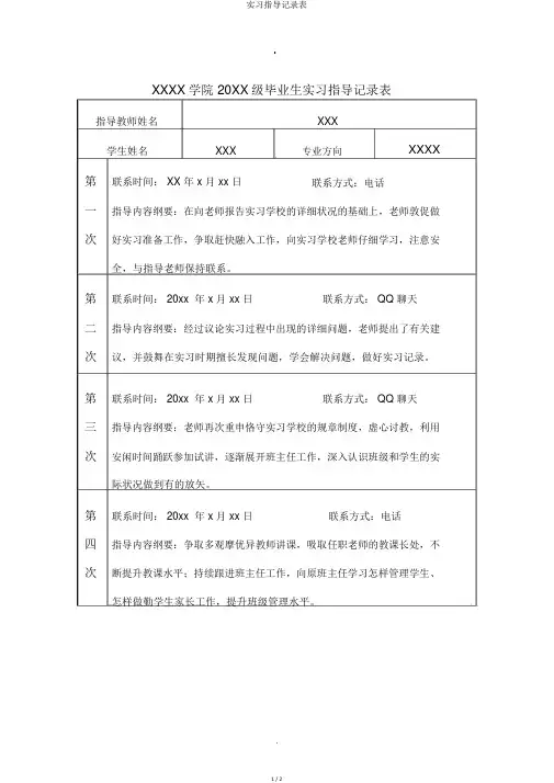 实习指导记录表