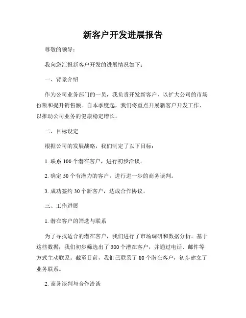 新客户开发进展报告