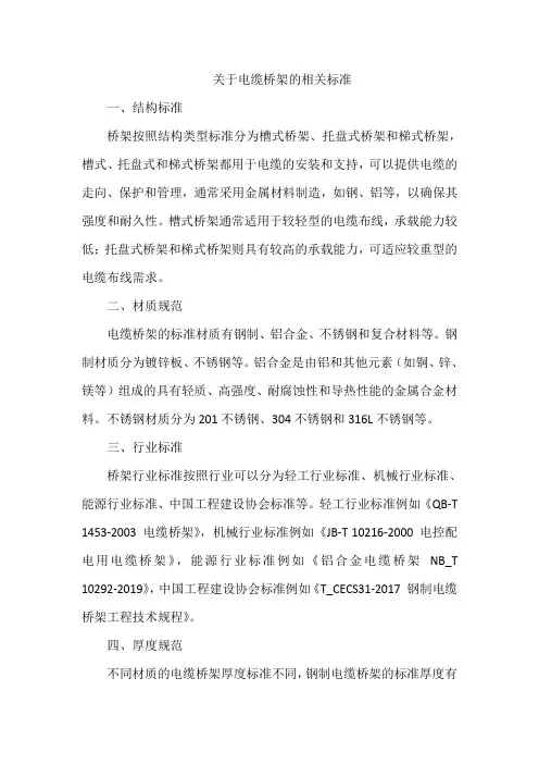 关于电缆桥架的相关标准