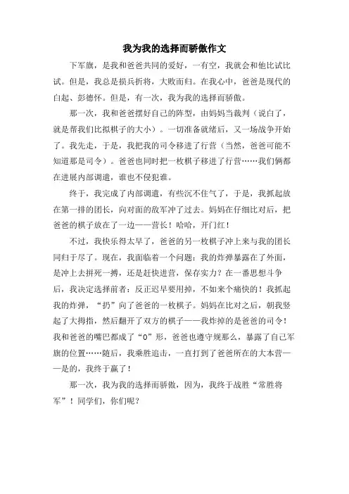 我为我的选择而骄傲作文