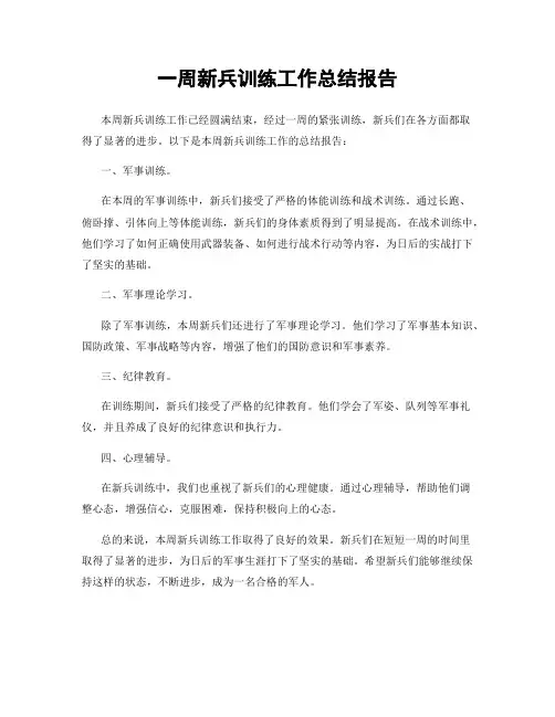一周新兵训练工作总结报告