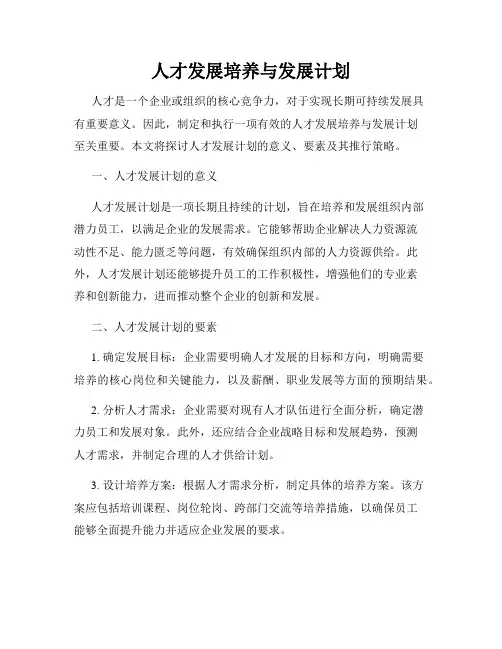 人才发展培养与发展计划