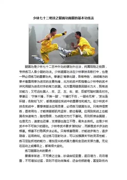 少林七十二绝技之腿踢功踢腿的基本功练法