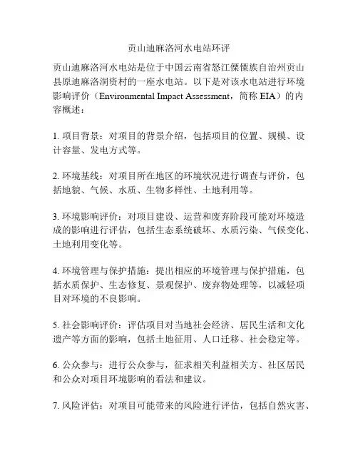 贡山迪麻洛河水电站环评