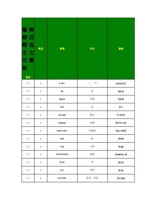 牛津沪教版小学英语单词大全3-6精选全文完整版