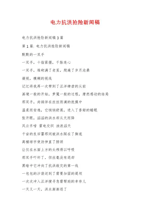 电力抗洪抢险新闻稿