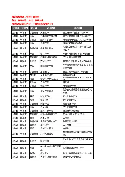 新版山东省聊城市打印企业公司商家户名录单联系方式地址大全345家