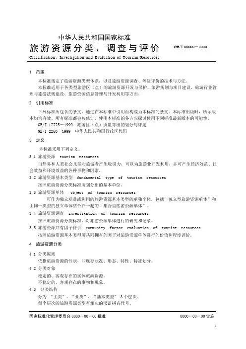 国家旅游资源分类