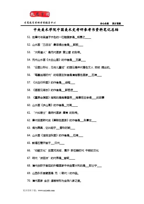 中央美术学院中国美术史考研参考书资料笔记总结