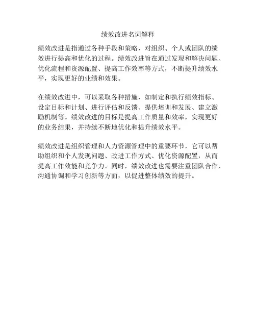 绩效改进名词解释