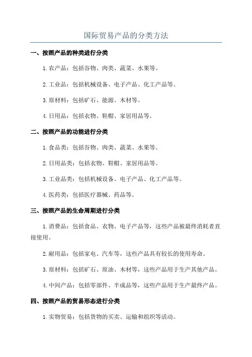 国际贸易产品的分类方法