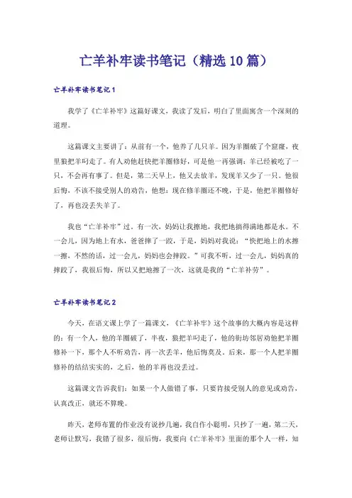 亡羊补牢读书笔记(精选10篇)