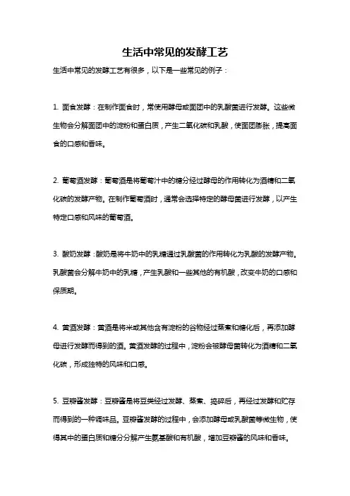 生活中常见的发酵工艺