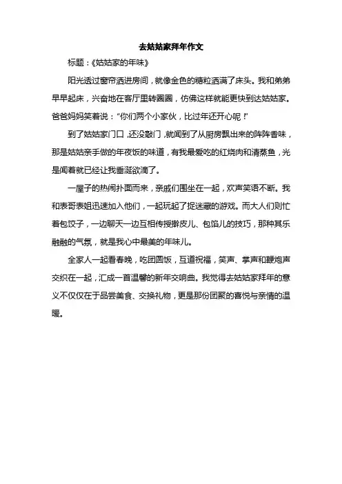 去姑姑家拜年作文