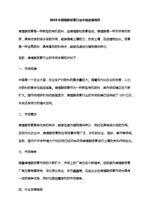2023年腐植酸尿素行业市场发展现状