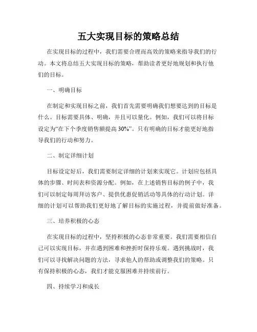 五大实现目标的策略总结