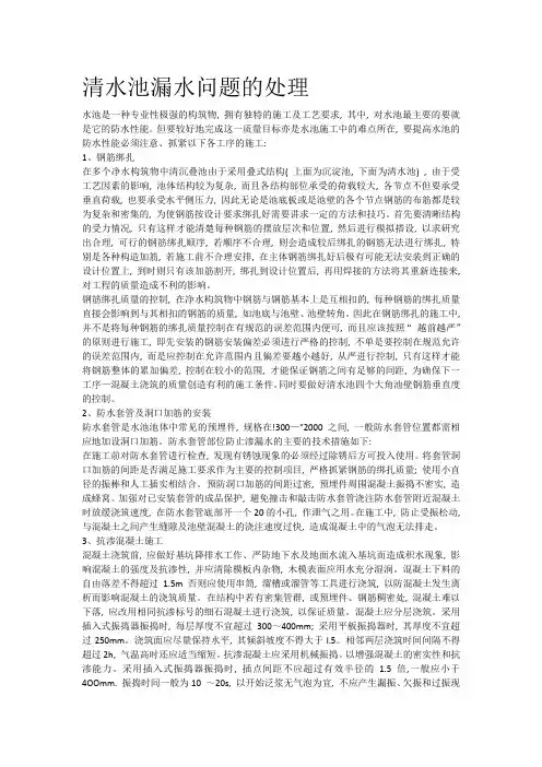 清水池漏水问题的处理
