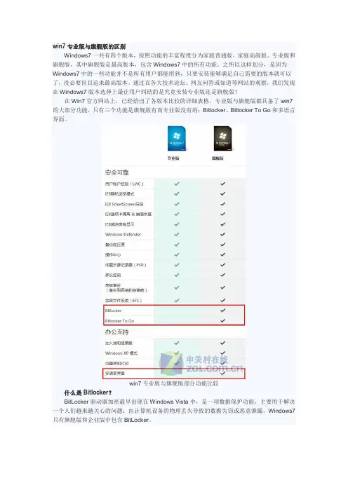 win7专业版与旗舰版的区别