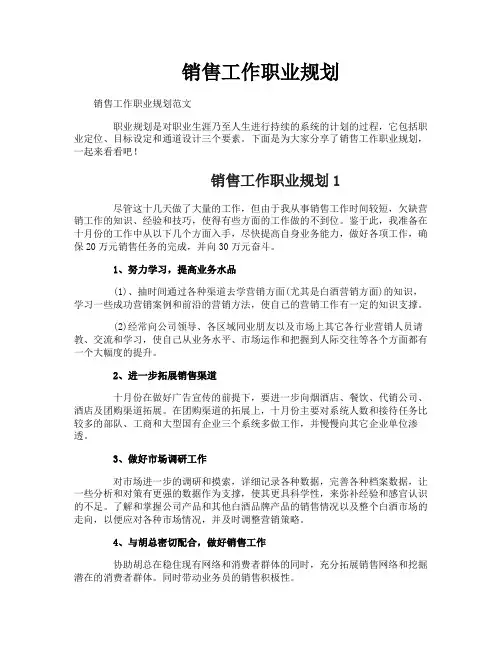 销售工作职业规划