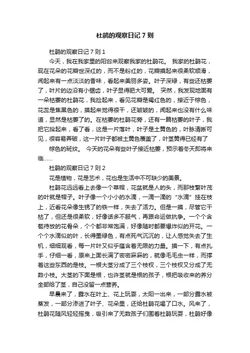 杜鹃的观察日记7则