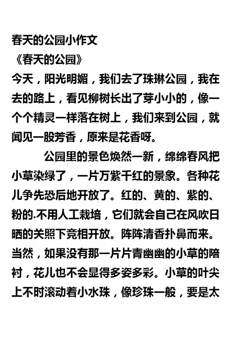 春天的公园小作文