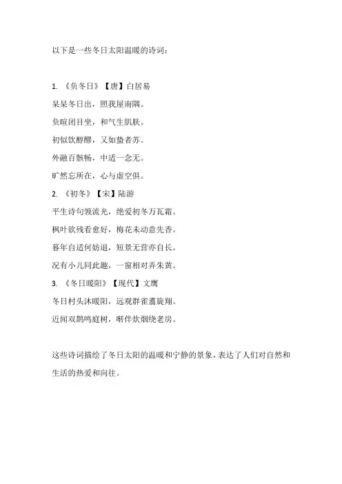 冬日太阳温暖的诗词