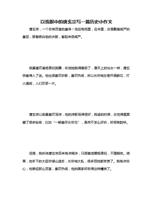 以我眼中的唐玄宗写一篇历史小作文
