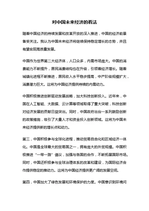 对中国未来经济的看法