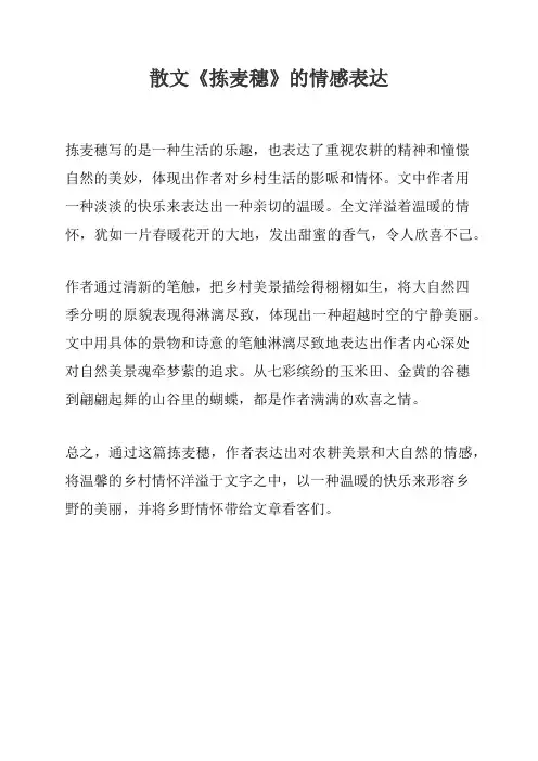 散文《拣麦穗》的情感表达