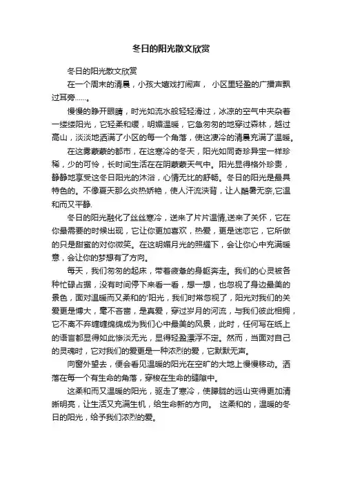 冬日的阳光散文欣赏
