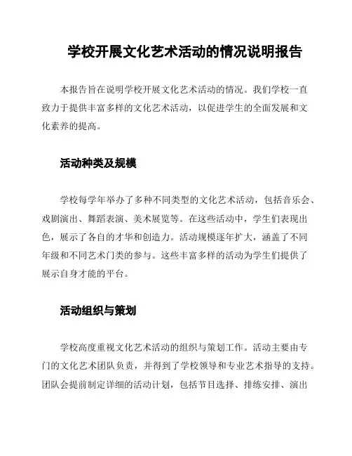 学校开展文化艺术活动的情况说明报告