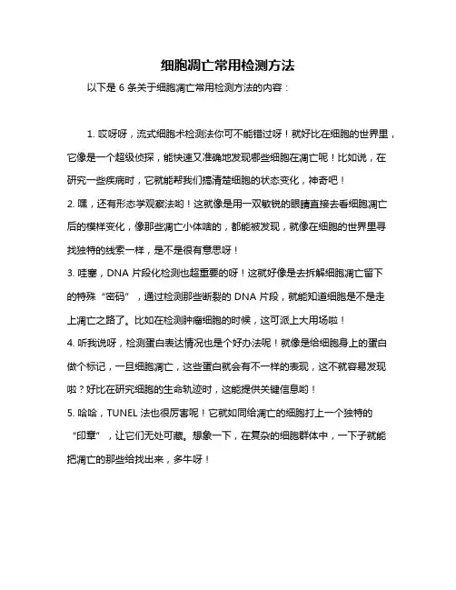 细胞凋亡常用检测方法