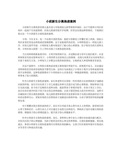 小班新生分离焦虑案例