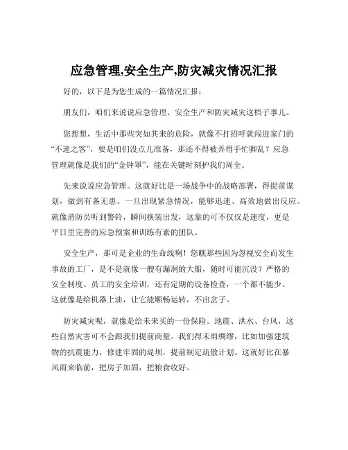 应急管理,安全生产,防灾减灾情况汇报