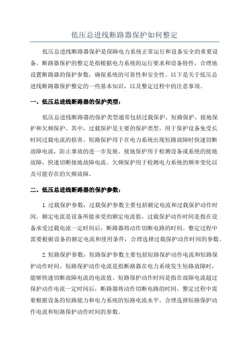 低压总进线断路器保护如何整定