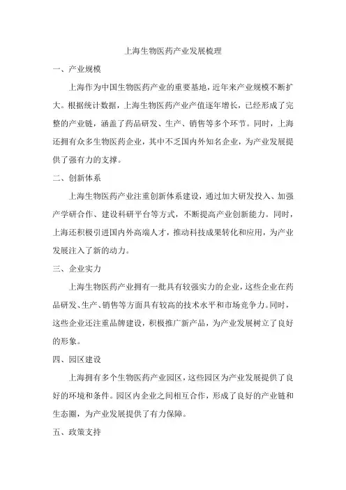 上海生物医药产业发展梳理